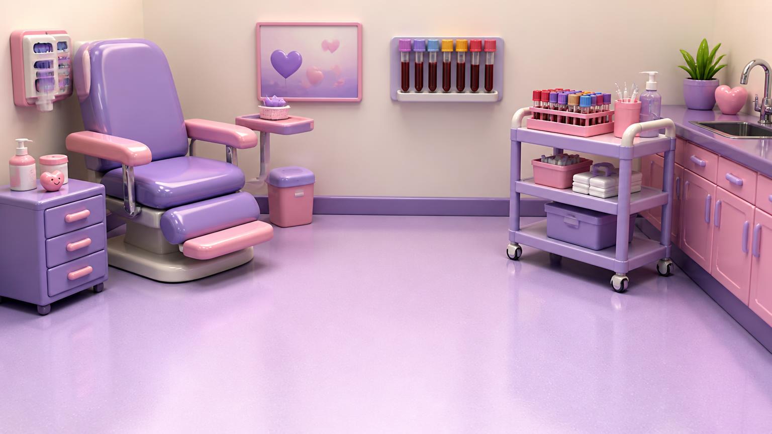 Sala de extracciones con tubos de sangre